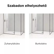 HD Velence Chrome Kombi Walk-In zuhanyfal, 120x140 cm, 8 mm vastag vízlepergető biztonsági üveggel, 200 cm magas, króm profillal és távtartóval, krómozott kerettel