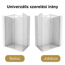 HD Velence Chrome Kombi Walk-In zuhanyfal, 120x140 cm, 8 mm vastag vízlepergető biztonsági üveggel, 200 cm magas, króm profillal és távtartóval, krómozott kerettel