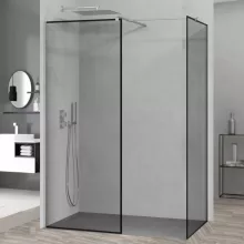 HD Velence Black-Chrome Kombi Walk-In zuhanyfal, 90x70 cm, 8 mm vastag vízlepergető biztonsági üveggel, 200 cm magas, króm profillal és távtartóval, fekete kerettel