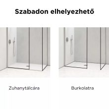 HD Velence Black-Chrome Kombi Walk-In zuhanyfal, 80x70 cm, 8 mm vastag vízlepergető biztonsági üveggel, 200 cm magas, króm profillal és távtartóval, fekete kerettel