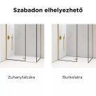 HD Velence Black-Gold Kombi Walk-In zuhanyfal 8 mm vastag vízlepergető biztonsági üveggel, 200 cm magas, arany profillal és távtartóval, fekete kerettel