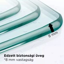 HD Velence Black-Gold Kombi Walk-In zuhanyfal, 130x130 cm, 8 mm vastag vízlepergető biztonsági üveggel, 200 cm magas, arany profillal és távtartóval, fekete kerettel