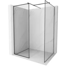 HD Velence Black-Grey Kombi Walk-In zuhanyfal, 70x120 cm, 8 mm vastag vízlepergető biztonsági üveggel, 200 cm magas, szürke profillal és távtartóval, fekete kerettel