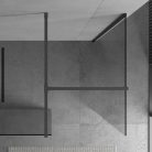 HD Velence Black-Grey Kombi Walk-In zuhanyfal 8 mm vastag vízlepergető biztonsági üveggel, 200 cm magas, szürke profillal és távtartóval, fekete kerettel