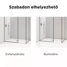 HD Velence Black-Grey Kombi Walk-In zuhanyfal, 70x120 cm, 8 mm vastag vízlepergető biztonsági üveggel, 200 cm magas, szürke profillal és távtartóval, fekete kerettel