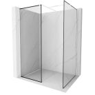 HD Velence Black-White Kombi Walk-In zuhanyfal, 90x70 cm, 8 mm vastag vízlepergető biztonsági üveggel, 200 cm magas, fehér profillal és távtartóval, fekete kerettel