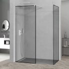 HD Velence Black-White Kombi Walk-In zuhanyfal, 90x70 cm, 8 mm vastag vízlepergető biztonsági üveggel, 200 cm magas, fehér profillal és távtartóval, fekete kerettel