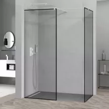 HD Velence Black-White Kombi Walk-In zuhanyfal 8 mm vastag vízlepergető biztonsági üveggel, 200 cm magas, fehér profillal és távtartóval, fekete kerettel