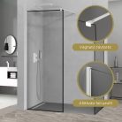 HD Velence Black-White Kombi Walk-In zuhanyfal, 90x70 cm, 8 mm vastag vízlepergető biztonsági üveggel, 200 cm magas, fehér profillal és távtartóval, fekete kerettel