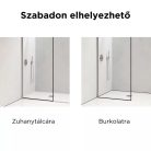 HD Velence Black-White Kombi Walk-In zuhanyfal, 90x70 cm, 8 mm vastag vízlepergető biztonsági üveggel, 200 cm magas, fehér profillal és távtartóval, fekete kerettel