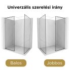 HD Velence Black-White Kombi Walk-In zuhanyfal, 90x70 cm, 8 mm vastag vízlepergető biztonsági üveggel, 200 cm magas, fehér profillal és távtartóval, fekete kerettel