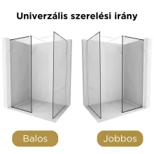 HD Velence Black-White Kombi Walk-In zuhanyfal 8 mm vastag vízlepergető biztonsági üveggel, 200 cm magas, fehér profillal és távtartóval, fekete kerettel