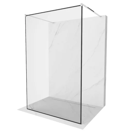 HD Velence Light Black-Chrome szabadonálló Walk-In zuhanyfal, 90x200 cm, 8 mm vastag vízlepergető biztonsági üveggel, 200 cm magas, két távtartóval, fekete kerettel