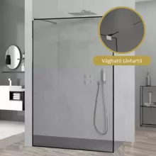 HD Velence Light Black-Chrome szabadonálló Walk-In zuhanyfal, 90x200 cm, 8 mm vastag vízlepergető biztonsági üveggel, 200 cm magas, két távtartóval, fekete kerettel