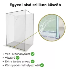 HD Velence Light Black-Chrome szabadonálló Walk-In zuhanyfal, 90x200 cm, 8 mm vastag vízlepergető biztonsági üveggel, 200 cm magas, két távtartóval, fekete kerettel