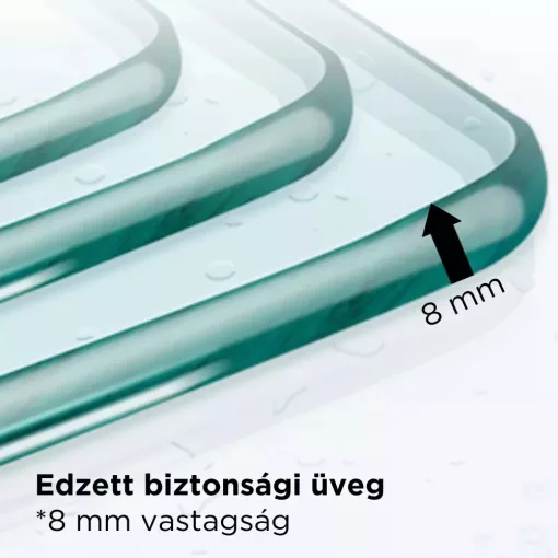 HD Velence Light Black-Chrome szabadonálló Walk-In zuhanyfal, 90x200 cm, 8 mm vastag vízlepergető biztonsági üveggel, 200 cm magas, két távtartóval, fekete kerettel