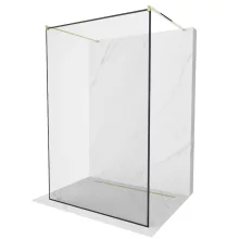 HD Velence Light Black-Gold szabadonálló Walk-In zuhanyfal, 130x200 cm, 8 mm vastag vízlepergető biztonsági üveggel, 200 cm magas, két távtartóval, fekete kerettel