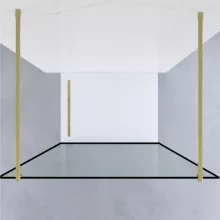 HD Velence Light Black-Gold szabadonálló Walk-In zuhanyfal, 130x200 cm, 8 mm vastag vízlepergető biztonsági üveggel, 200 cm magas, két távtartóval, fekete kerettel