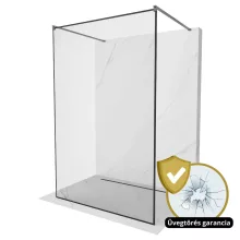 HD Velence Light Black-Grey szabadonálló Walk-In zuhanyfal 8 mm vastag vízlepergető biztonsági üveggel, 200 cm magas, két távtartóval, fekete kerettel