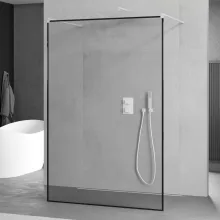 HD Velence Light Black-White szabadonálló Walk-In zuhanyfal 8 mm vastag vízlepergető biztonsági üveggel, 200 cm magas, két távtartóval, fekete kerettel