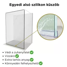 HD Velence Light Black-White szabadonálló Walk-In zuhanyfal 8 mm vastag vízlepergető biztonsági üveggel, 200 cm magas, két távtartóval, fekete kerettel