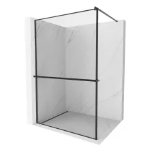 HD Velence+ Black Walk-In zuhanyfal, 100x200 cm, 8 mm vastag vízlepergető biztonsági üveggel, 200 cm magas, fekete profillal és távtartóval, fekete kerettel