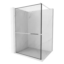 HD Velence+ Black-Chrome Walk-In zuhanyfal, 140x200 cm, 8 mm vastag vízlepergető biztonsági üveggel, 200 cm magas, króm profillal és távtartóval, fekete kerettel
