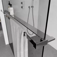 HD Velence+ Black-Chrome Walk-In zuhanyfal, 140x200 cm, 8 mm vastag vízlepergető biztonsági üveggel, 200 cm magas, króm profillal és távtartóval, fekete kerettel