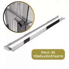 HD Velence+ Black-Chrome Walk-In zuhanyfal, 140x200 cm, 8 mm vastag vízlepergető biztonsági üveggel, 200 cm magas, króm profillal és távtartóval, fekete kerettel