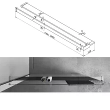 HD Velence+ Black-Chrome Walk-In zuhanyfal, 140x200 cm, 8 mm vastag vízlepergető biztonsági üveggel, 200 cm magas, króm profillal és távtartóval, fekete kerettel