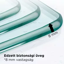 HD Velence+ Black-Chrome Walk-In zuhanyfal, 140x200 cm, 8 mm vastag vízlepergető biztonsági üveggel, 200 cm magas, króm profillal és távtartóval, fekete kerettel