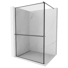 HD Velence+ Black-Grey Walk-In zuhanyfal, 110x200 cm, 8 mm vastag vízlepergető biztonsági üveggel, 200 cm magas, szürke profillal és távtartóval, fekete kerettel
