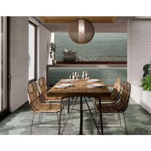 DURSTONE IRON ESMERALD 40x120 cm csíkos 3D felületű díszburkolat, csempe