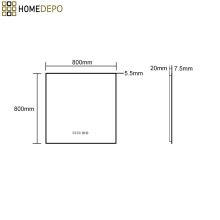 HD Glow 80 cm széles fali szögletes LED okostükör fekete slim kerettel, ambient világítással, érintőkapcsolóval, digitális órával és páramentesítő funkcióval