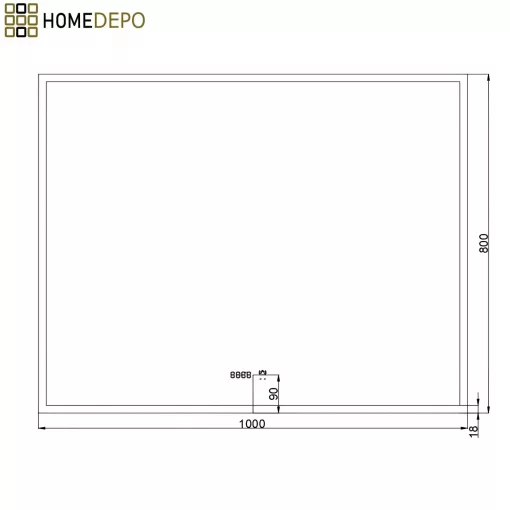 HD Versailles 100 cm széles fali szögletes LED okostükör akril kerettel, ambient világítással, mozgásérzékelővel, digitális órával és páramentesítő funkcióval