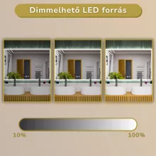 HD Versailles 120 cm széles fali szögletes LED okostükör akril kerettel, ambient világítással, mozgásérzékelővel, digitális órával és páramentesítő funkcióval