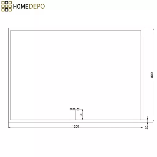 HD Versailles 120 cm széles fali szögletes LED okostükör akril kerettel, ambient világítással, mozgásérzékelővel, digitális órával és páramentesítő funkcióval