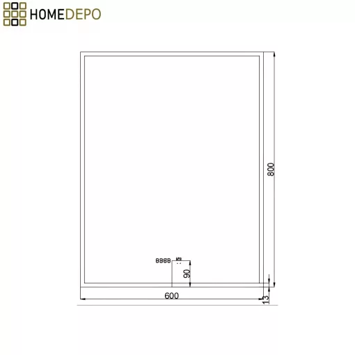 HD Versailles 60 cm széles fali szögletes LED okostükör akril kerettel, ambient világítással, mozgásérzékelővel, digitális órával és páramentesítő funkcióval