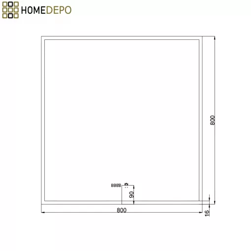 HD Versailles 80 cm széles fali szögletes LED okostükör akril kerettel, ambient világítással, mozgásérzékelővel, digitális órával és páramentesítő funkcióval