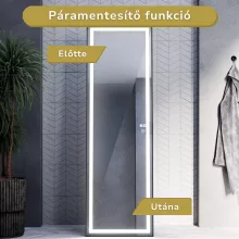 HD Everest Black 160 cm magas álló szögletes LED okostükör slim fekete kerettel, érintőkapcsolóval és digitális órával