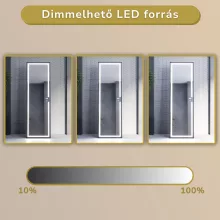 HD Everest Black 160 cm magas álló szögletes LED okostükör slim fekete kerettel, érintőkapcsolóval és digitális órával