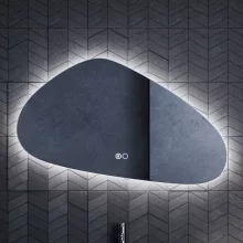 HD Cloud 100 cm széles fali szabálytalan alakú LED okostükör forgatható, ambient világítással, érintőkapcsolóval és páramentesítő funkcióval