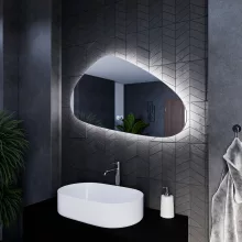 HD Cloud 100 cm széles fali szabálytalan alakú LED okostükör forgatható, ambient világítással, érintőkapcsolóval és páramentesítő funkcióval