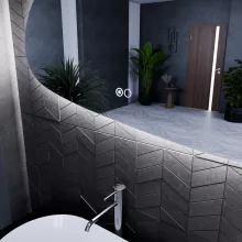 HD Cloud 100 cm széles fali szabálytalan alakú LED okostükör forgatható, ambient világítással, érintőkapcsolóval és páramentesítő funkcióval