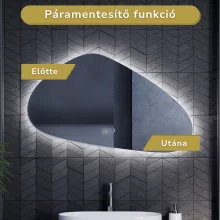 HD Cloud 100 cm széles fali szabálytalan alakú LED okostükör forgatható, ambient világítással, érintőkapcsolóval és páramentesítő funkcióval