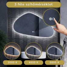 HD Cloud 100 cm széles fali szabálytalan alakú LED okostükör forgatható, ambient világítással, érintőkapcsolóval és páramentesítő funkcióval