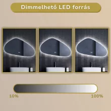 HD Cloud 100 cm széles fali szabálytalan alakú LED okostükör forgatható, ambient világítással, érintőkapcsolóval és páramentesítő funkcióval