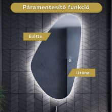 HD Cloud 60 cm széles fali szabálytalan alakú LED okostükör forgatható, ambient világítással, érintőkapcsolóval és páramentesítő funkcióval
