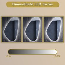 HD Cloud 60 cm széles fali szabálytalan alakú LED okostükör forgatható, ambient világítással, érintőkapcsolóval és páramentesítő funkcióval