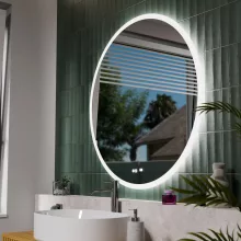 HD Heaven 100 cm széles fali kerek LED okostükör akril kerettel, ambient világítással, mozgásérzékelővel, digitális órával és páramentesítő funkcióval